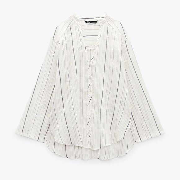 ZARA METALLIC THREAD SHIRT TOP - Picture 5 of 6